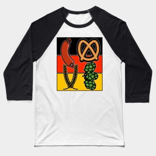 Love Oktoberfest German Flag Sausage and Pretzel Baseball T-Shirt